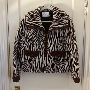 House of Sunny Brown Zebra Fleece Pullover - Size 10